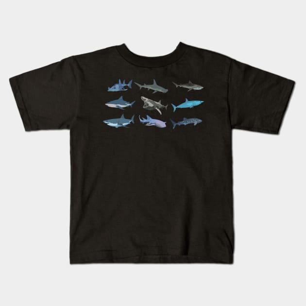 Various Sharks Kids T-Shirt by NorseTech